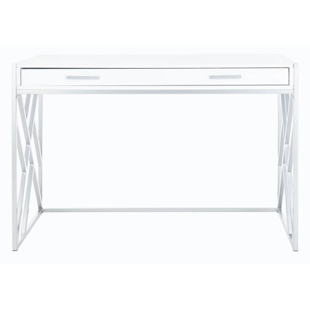 Safavieh Elaine 1 Drawer Desk; White & Silver DSK2201B